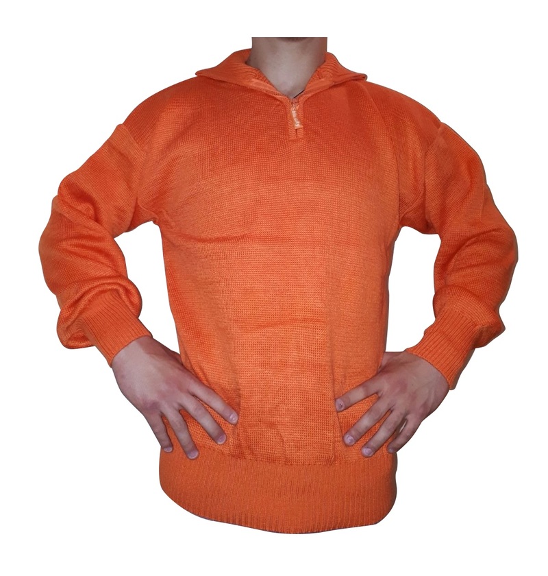 Maglione con zip misto lana arancio