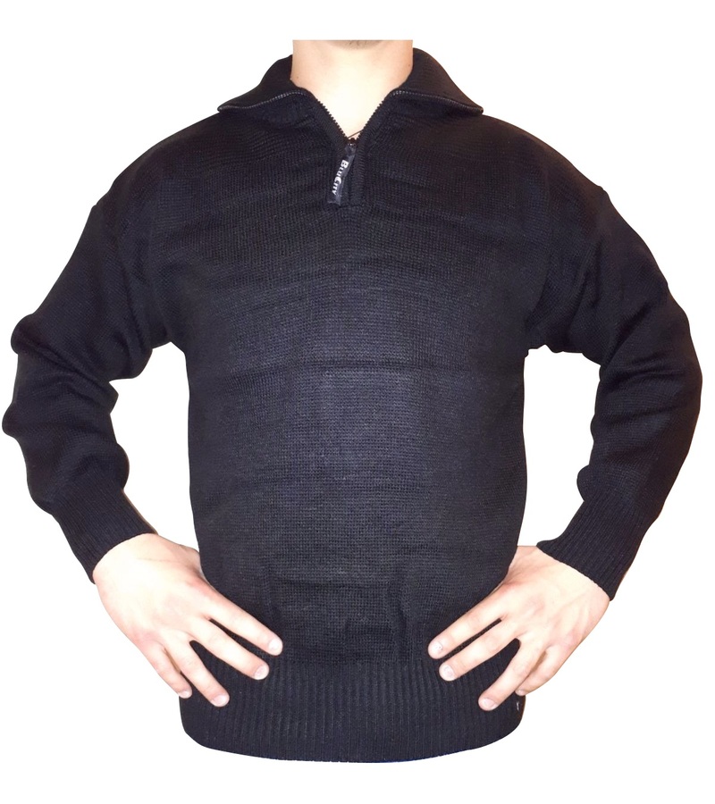 Maglione con zip misto lana nero